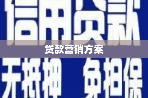 玉州贷款营销方案