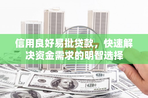 玉州信用良好易批贷款，快速解决资金需求的明智选择